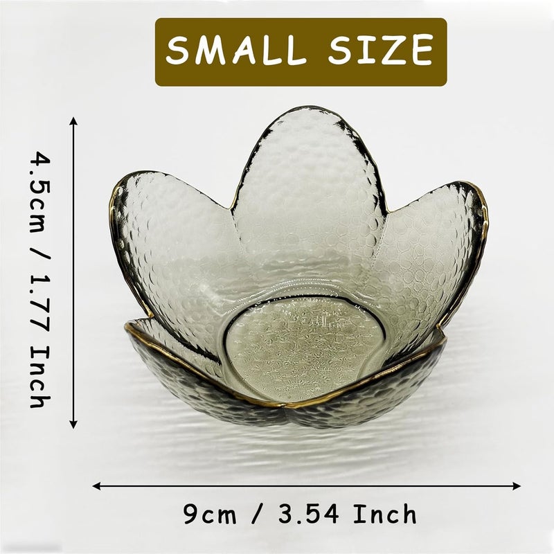 BESSKON Flower Ring Dish Jewelry Tray, Glass Jewelry Dish Tray, Cute Room Decor Small Trinket Dish, Nightstand Jewlery Ring Holder, Bathroom Jewlery Plate Bowl for Earring Gift for Women (Smoky Black) - Image 2